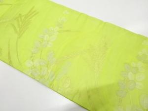 紗　芒に萩模様織り出し　開き名古屋帯（額縁仕立て）